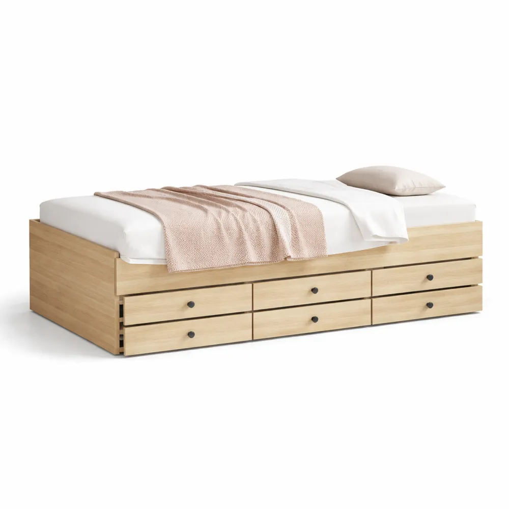 Canapé-lit avec tiroirs de rangement, méridienne convertible pour salon ou chambre