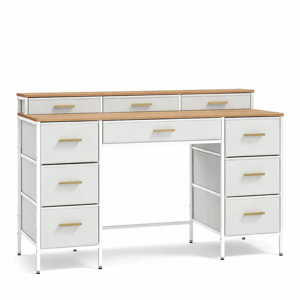 Table de Maquillage Moderne avec Miroir LED et Multiples Tiroirs