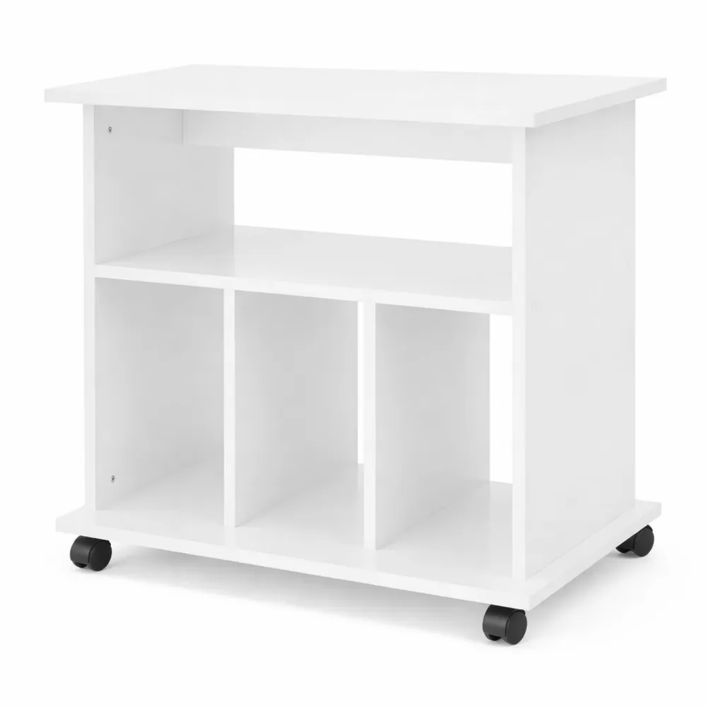 Caisson de Rangement Mobile pour Bureau avec Roulettes, Blanc Brillant 60x45x60cm