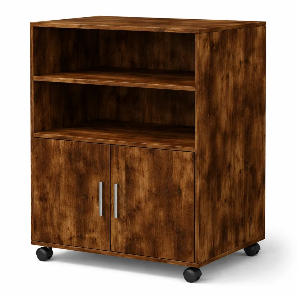 Caisson de Rangement Mobile sur Roulettes en Bois d'Ingénierie