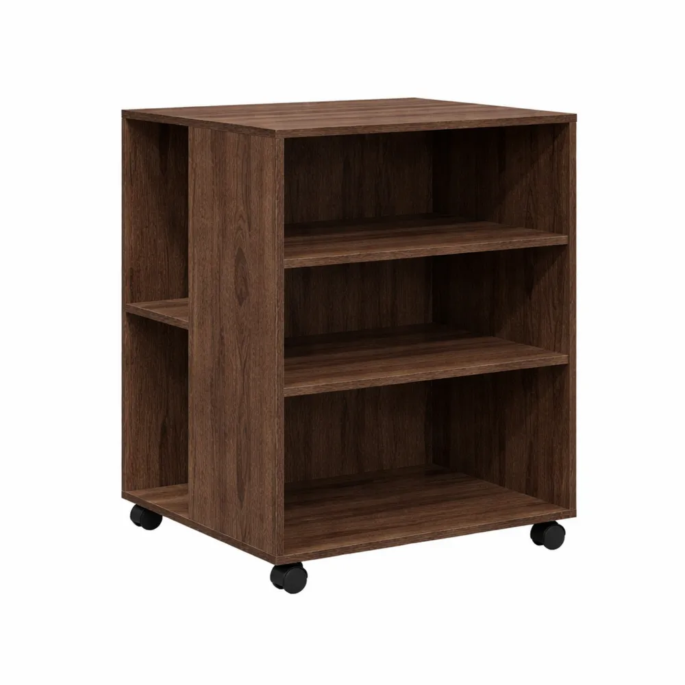 Caisson de Bureau Mobile en Bois Chêne Marron avec Roulettes
