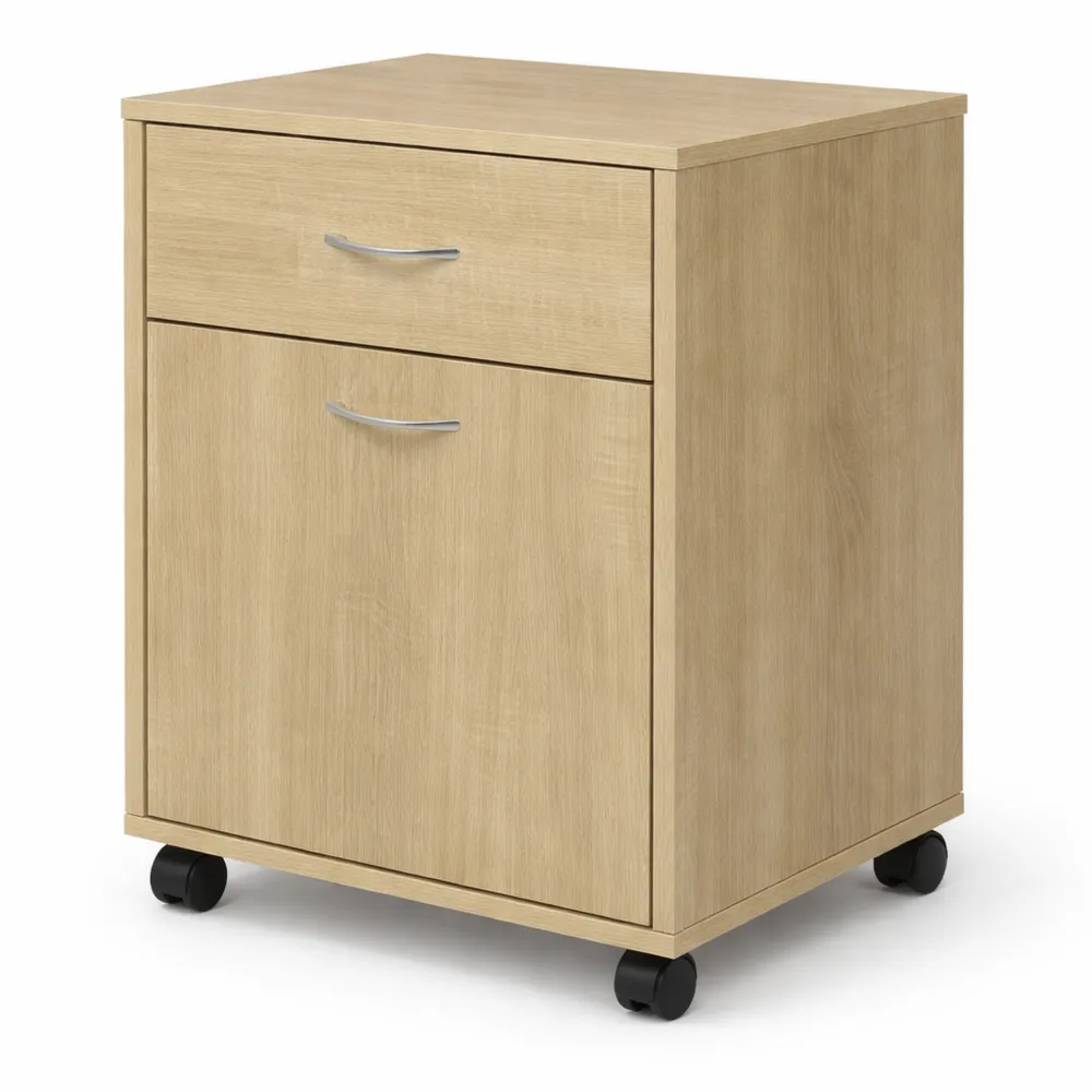 Caisson de rangement mobile pour bureau avec roulettes, chêne Sonoma, 45x38x54 cm