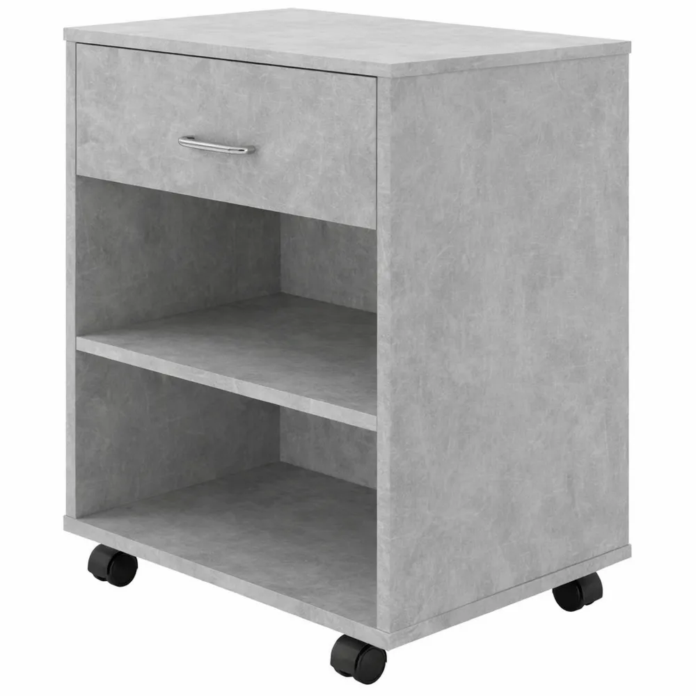 Caisson de Rangement Mobile avec Roulettes en Bois Gris