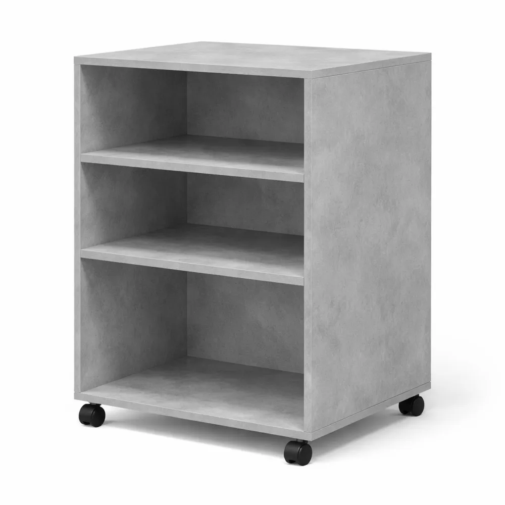 Caisson de Bureau Mobile avec Roulettes en Bois Composite, 55x60x78 cm, Gris Béton