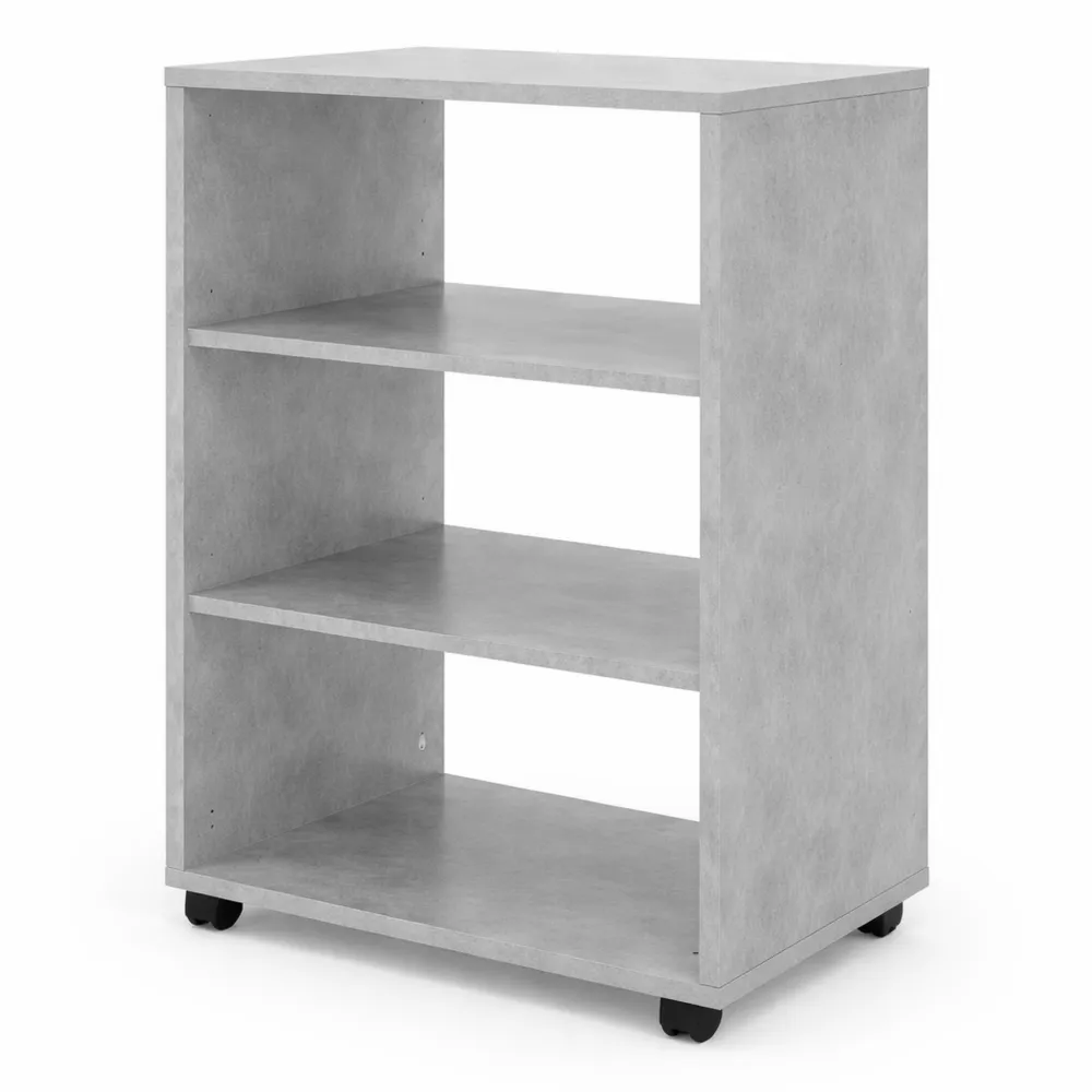 Caisson de Rangement Mobile pour Bureau avec Roulettes, Bois Gris Béton 60x35x75 cm