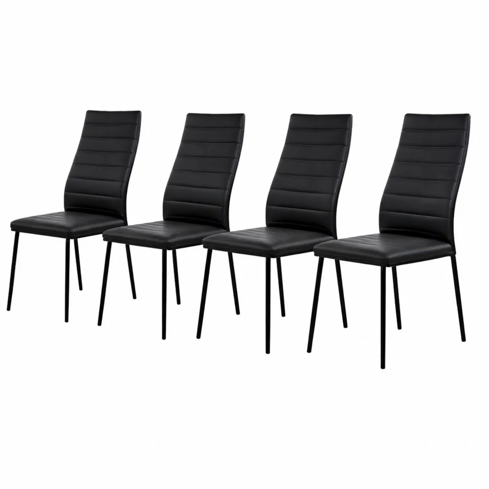 Ensemble de 4 chaises confortables pour salle à manger, dossier haut, résistantes à l'eau, noires