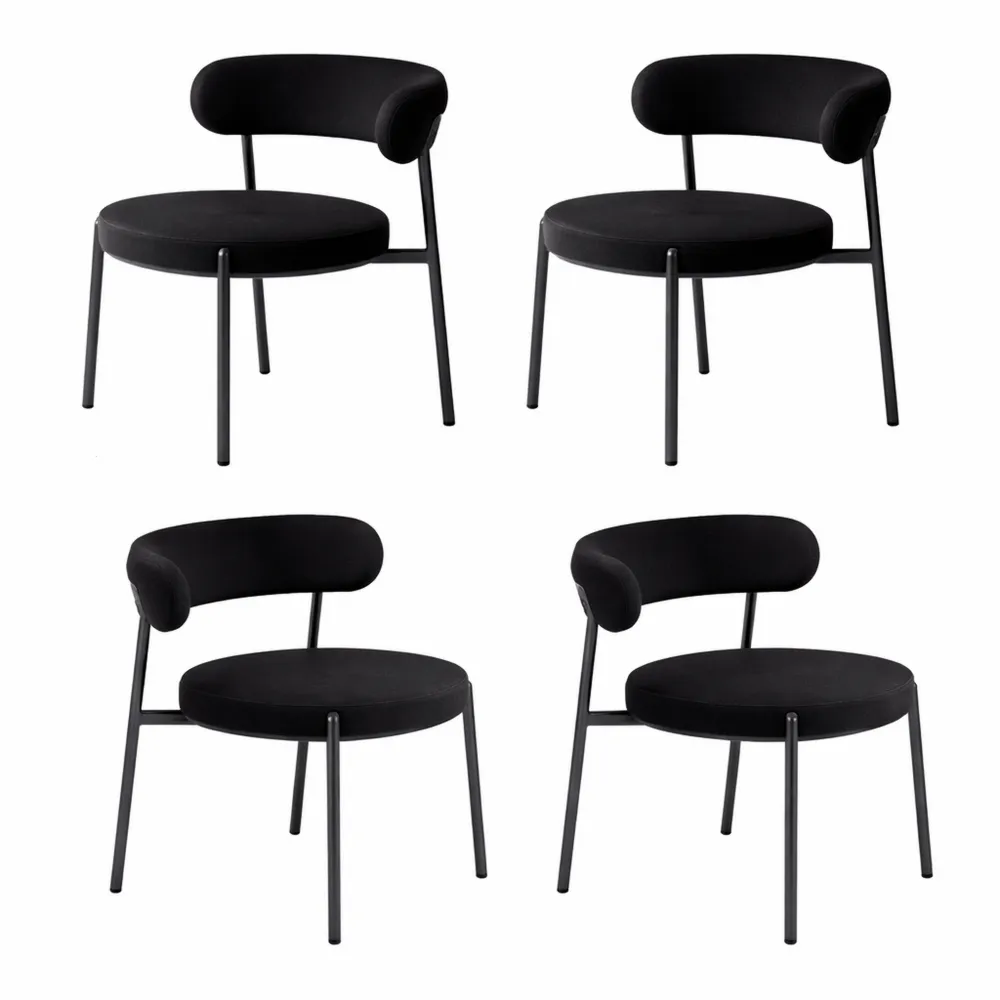 Ensemble de 4 chaises en velours pour salle à manger