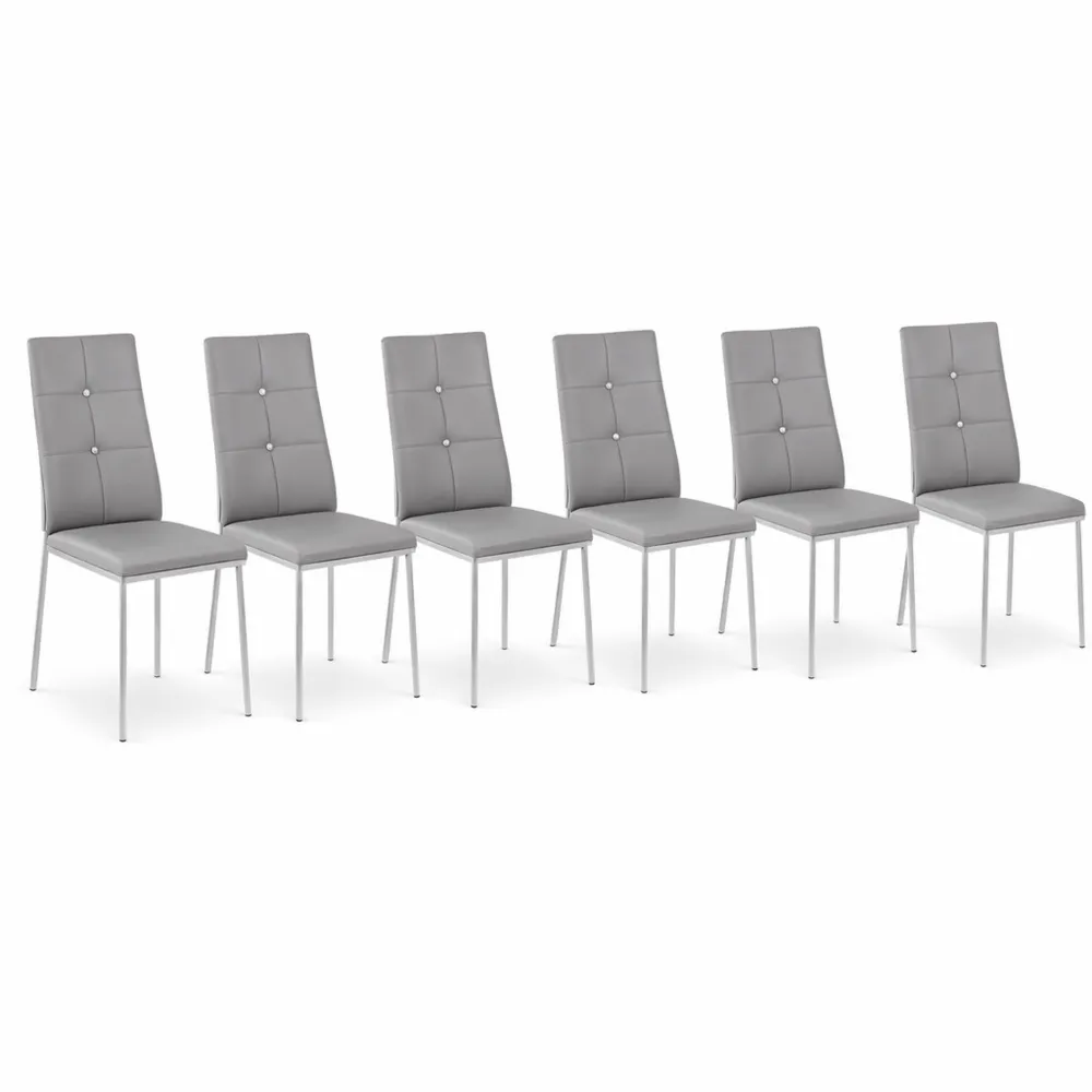 Ensemble de 6 chaises ergonomiques en cuir synthétique avec pieds en acier