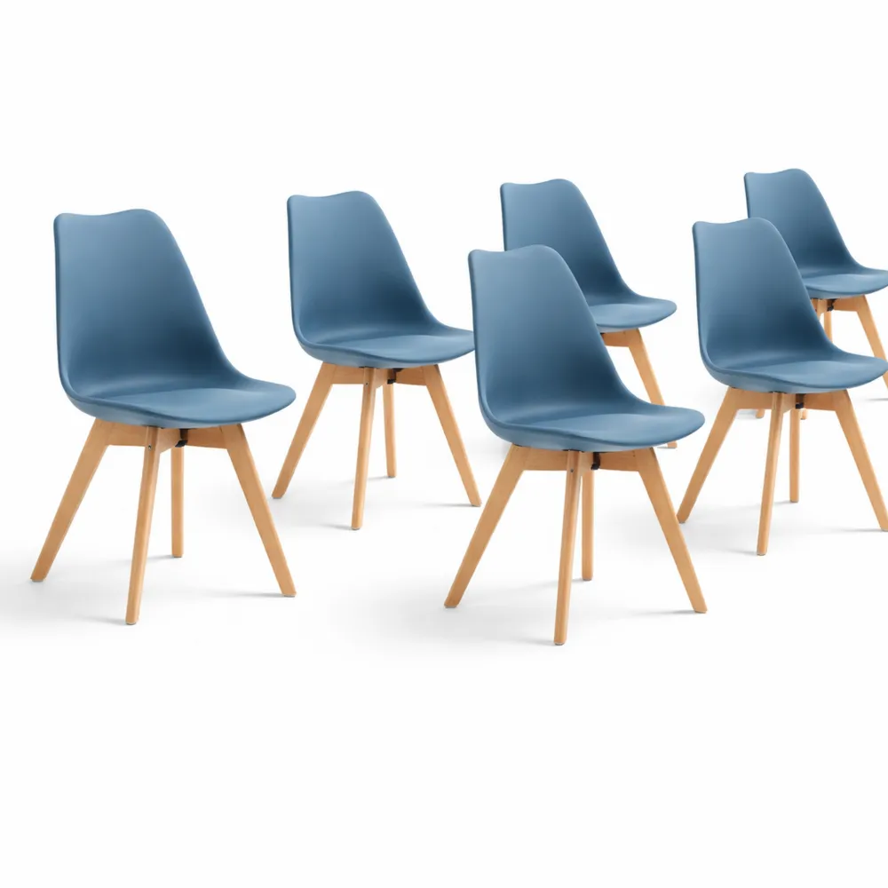 Ensemble de 6 Chaises Contemporaines pour Salon et Cuisine - Bleu Foncé