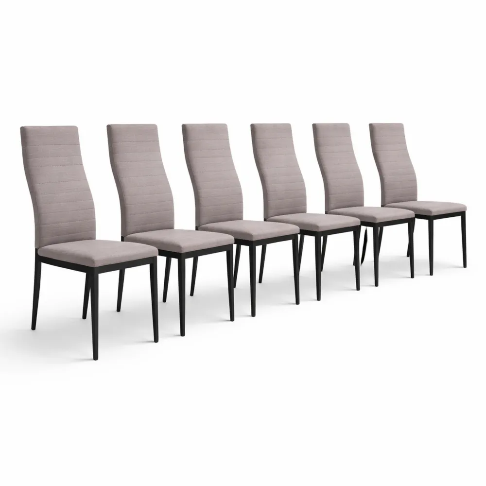 Ensemble de 6 chaises tapissées pour salon et salle à manger, finition marengo, pieds noirs
