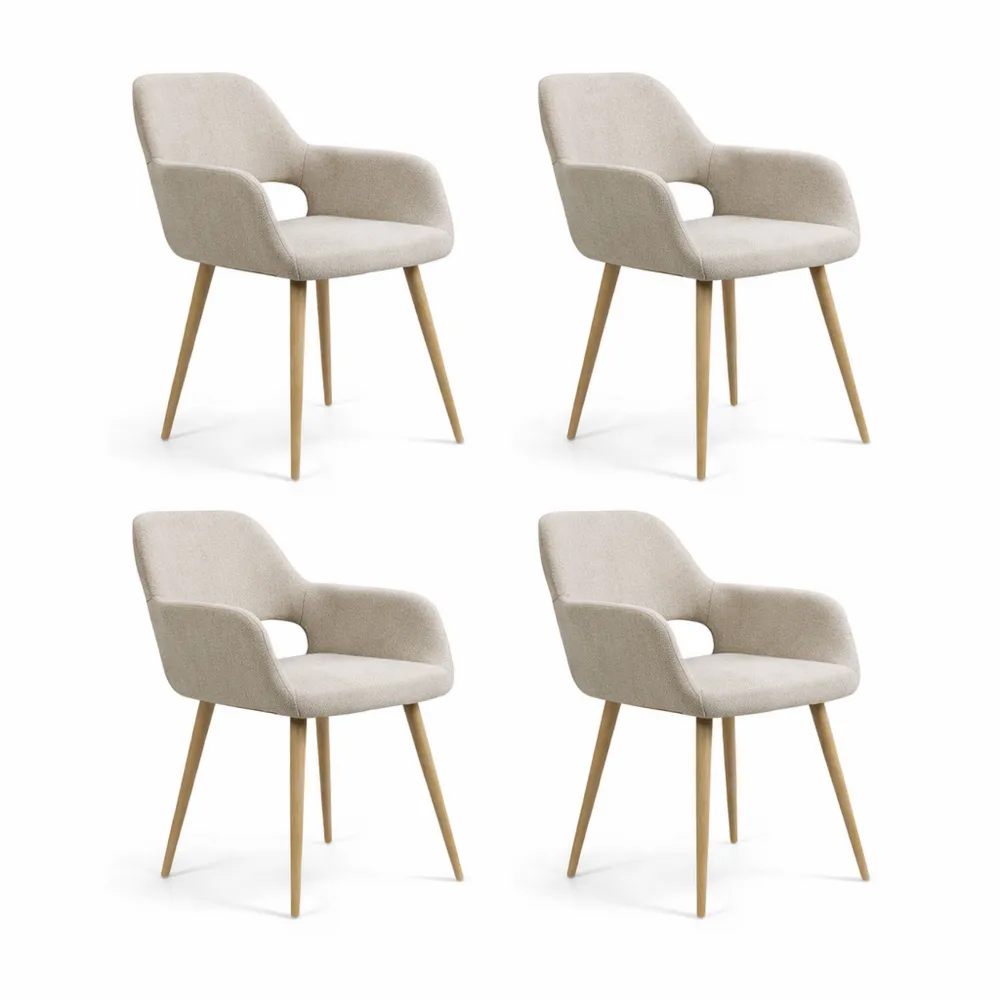 Lot de 4 Chaises de Salle à Manger avec Assise Rembourrée