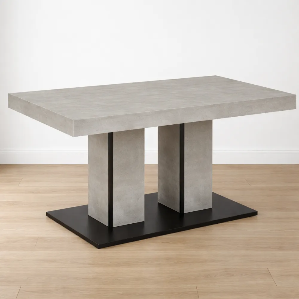 Table de Salle à Manger Extensible en Bois Mélaminé, Finition Béton, Dimensions 140-180 x 80 cm