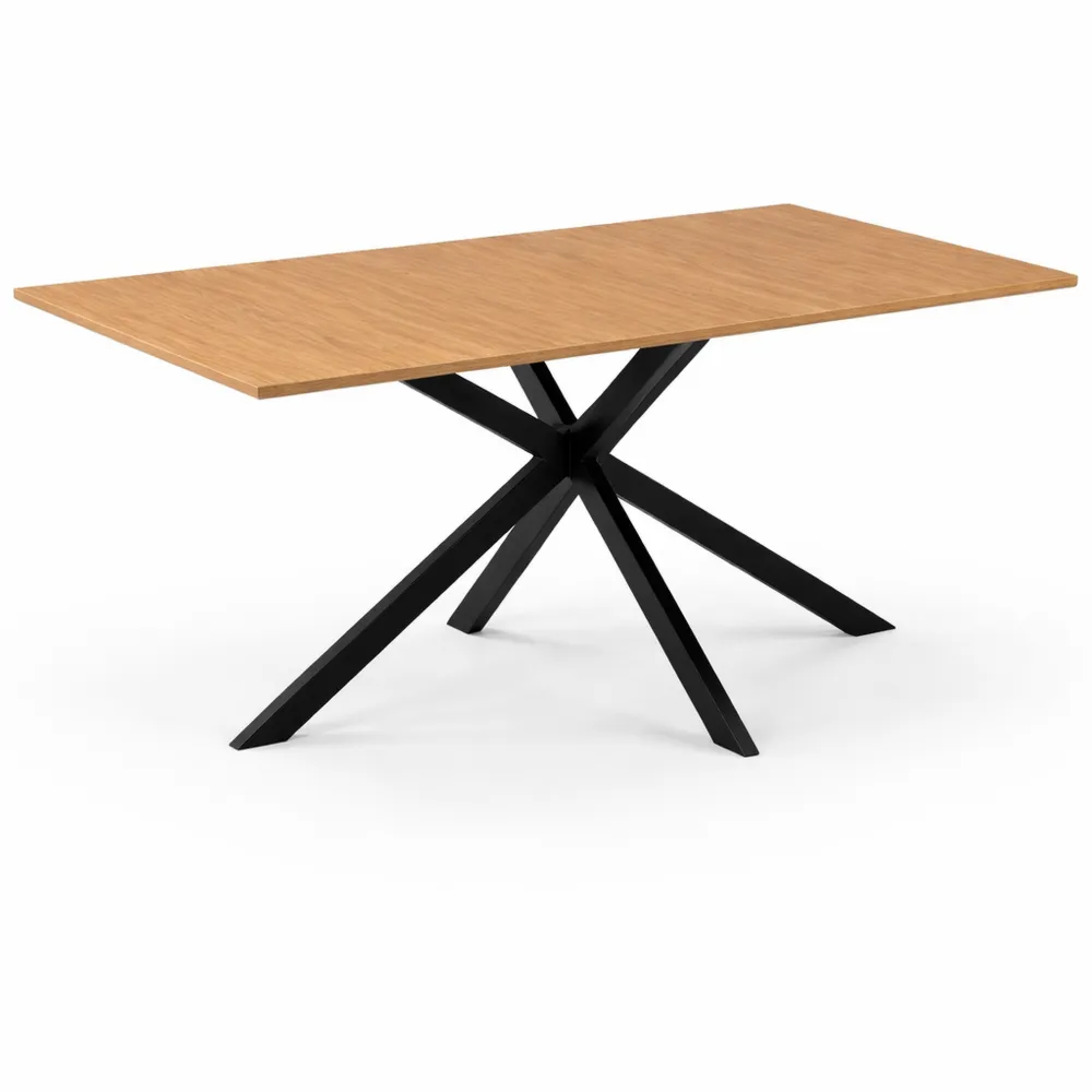 Grande table à manger rectangulaire pour 8 personnes en bois noir de 160 cm