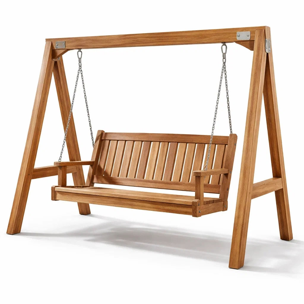 Hollywoodschaukel akazienholz mit metallketten natur-dwellvelvet