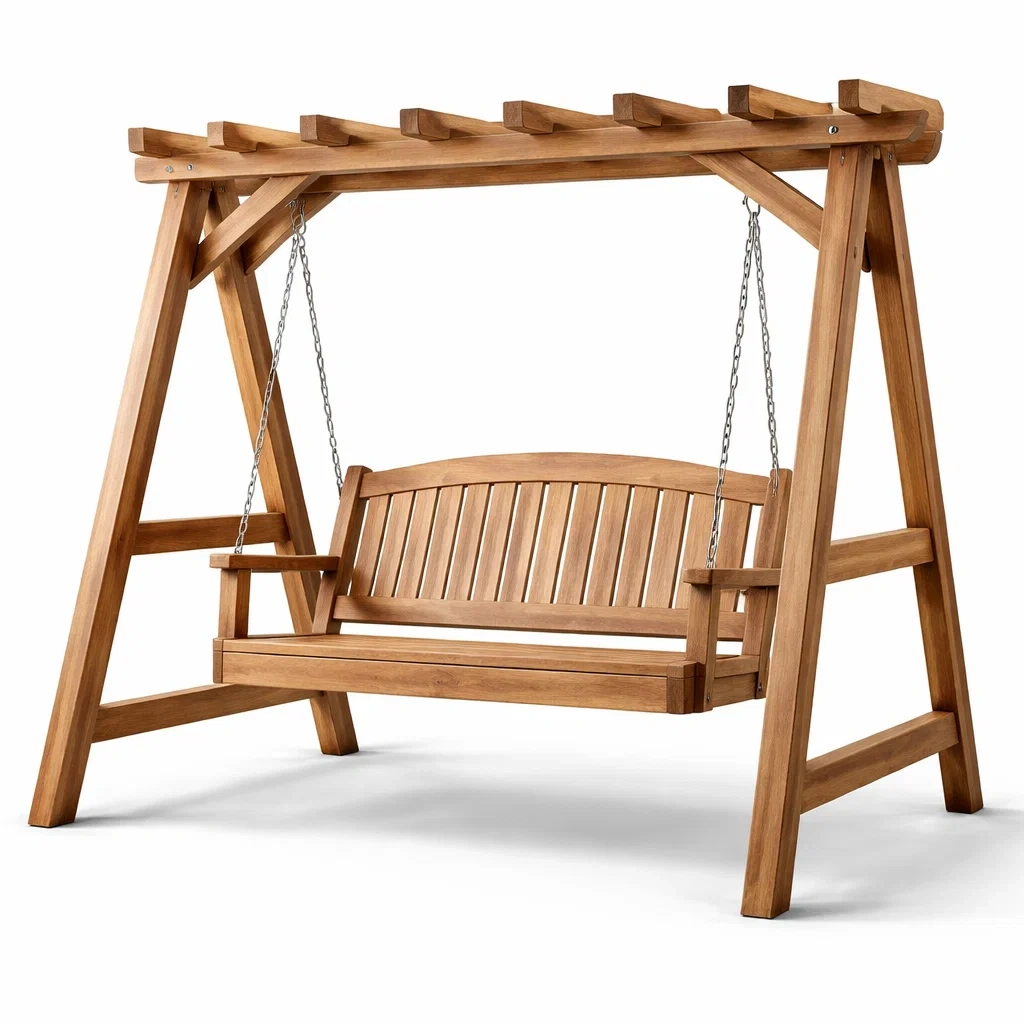 Hollywoodschaukel akazienholz mit metallketten-dwellvelvet