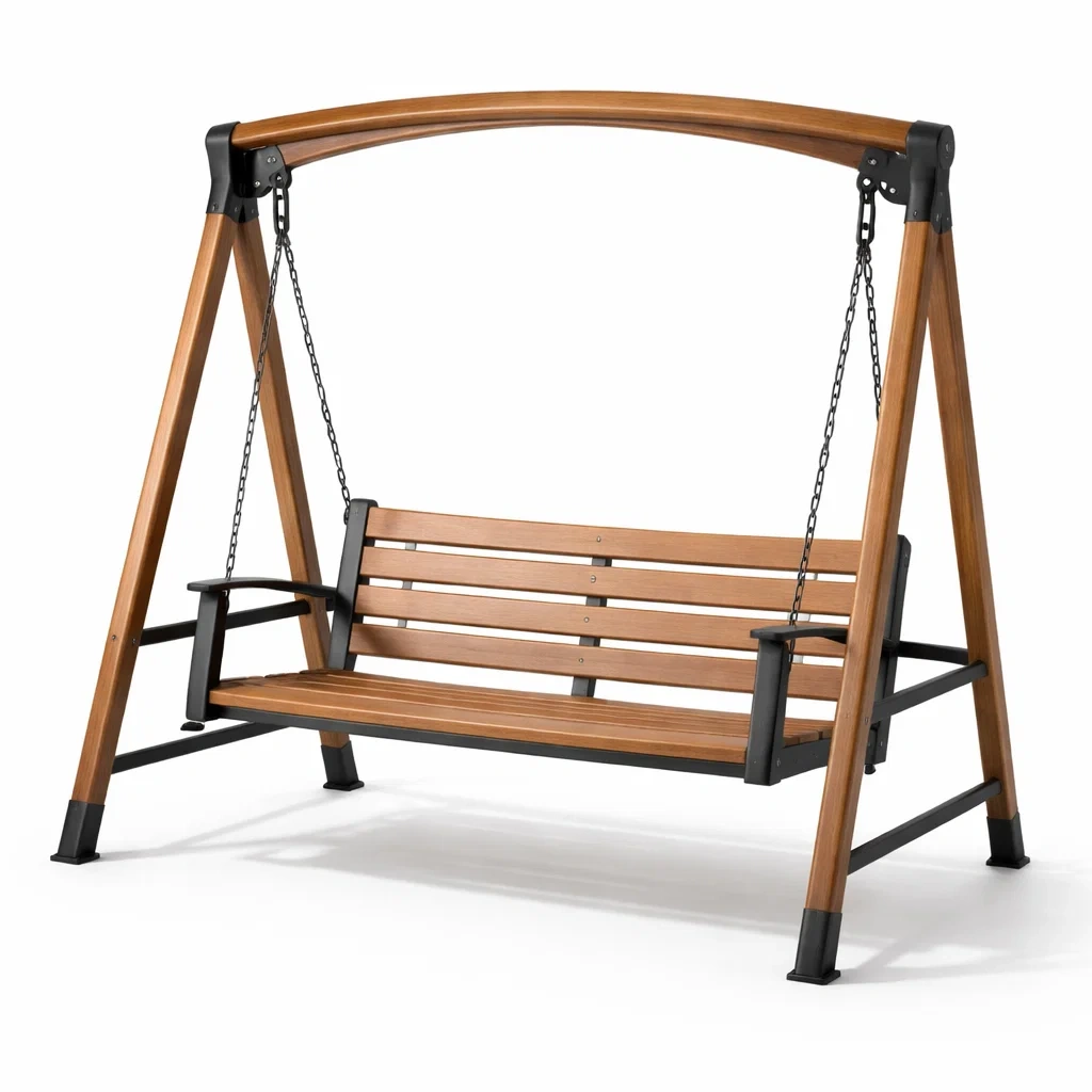 Hollywoodschaukel holz metall braun 180x120x164 cm-dwellvelvet