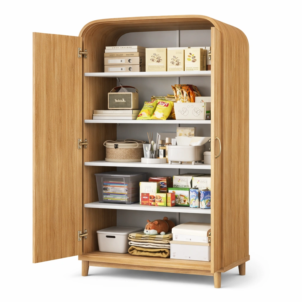 Armoire miroir ronde LED etageres rangement salle bain-Rovtrix