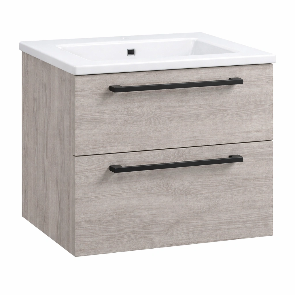 Meuble salle bain suspendu deux tiroirs design moderne-Rovtrix