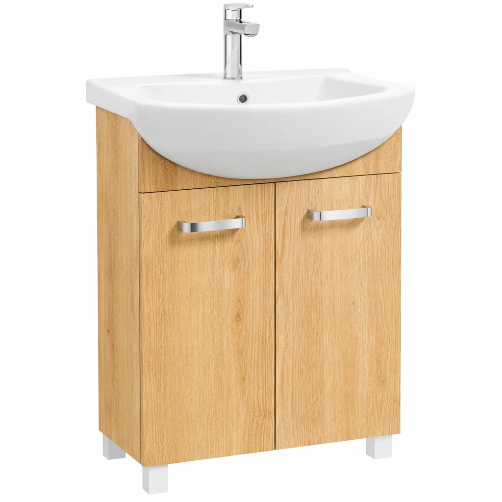 Meuble salle bain lavabo porte double rangement bas-Rovtrix