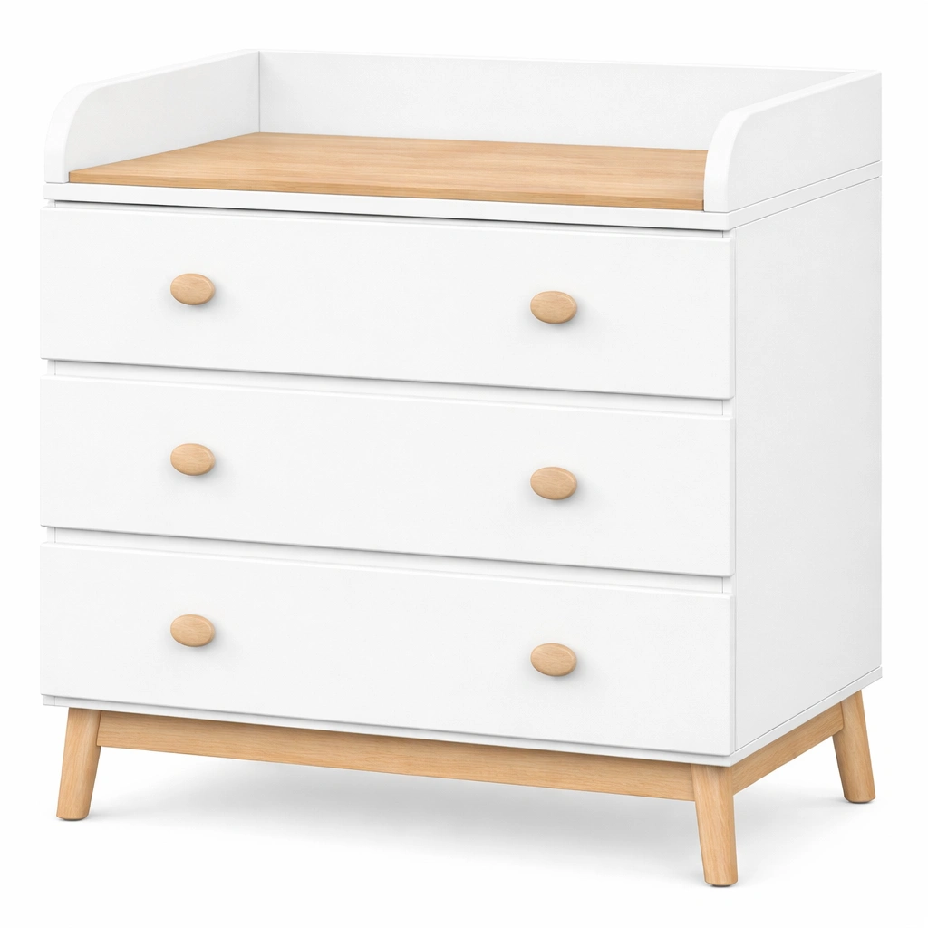 Commode enfants trois tiroirs plateau bois rangement-Rovtrix