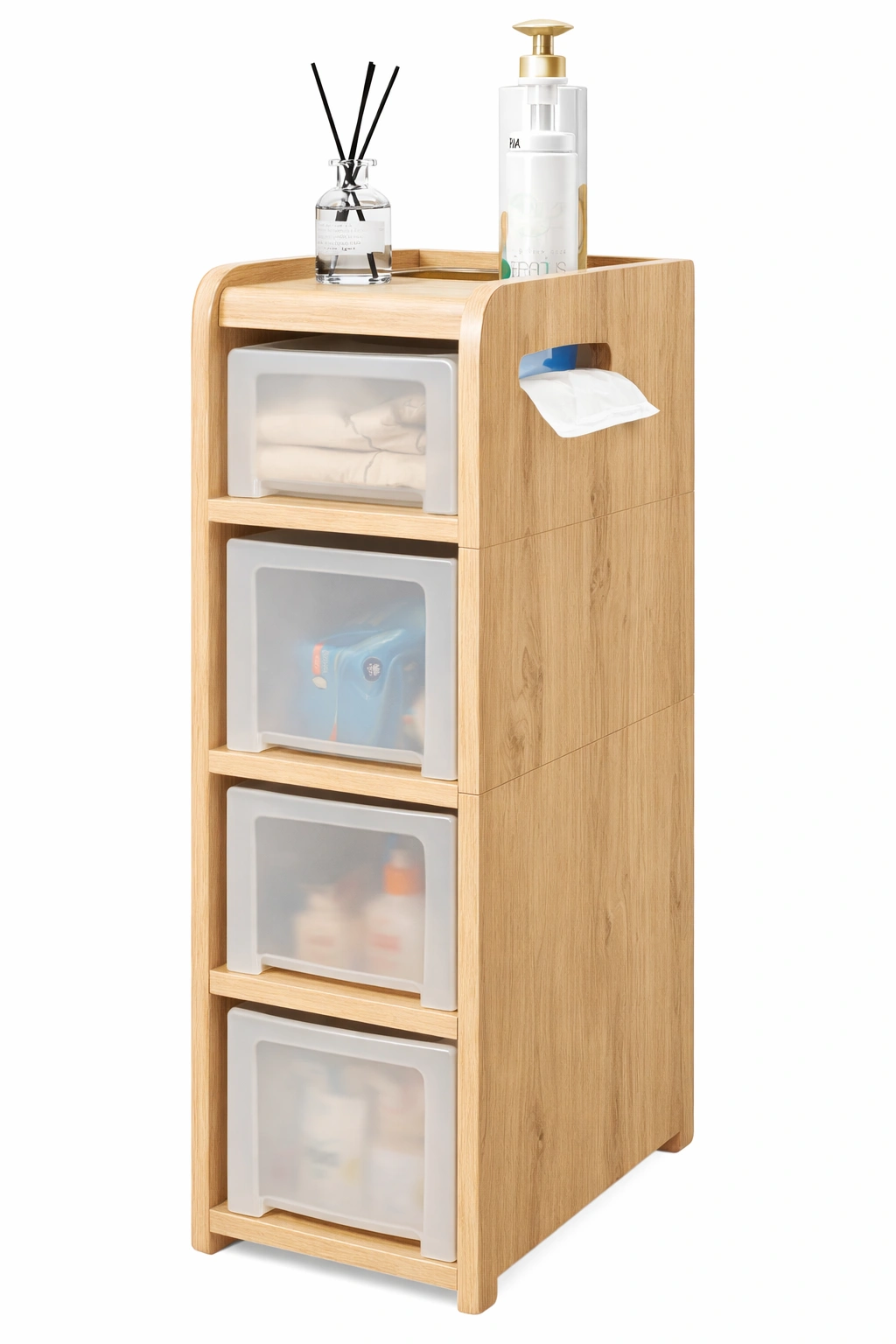 Meuble rangement vertical tiroirs plastique bois design-Rovtrix