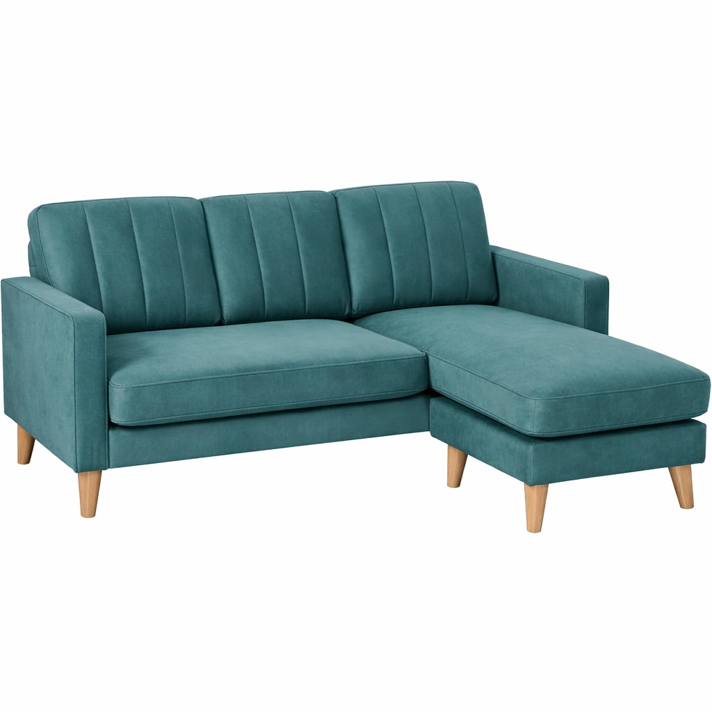 Canape angle tissu vert moderne salon design compact-Rovtrix