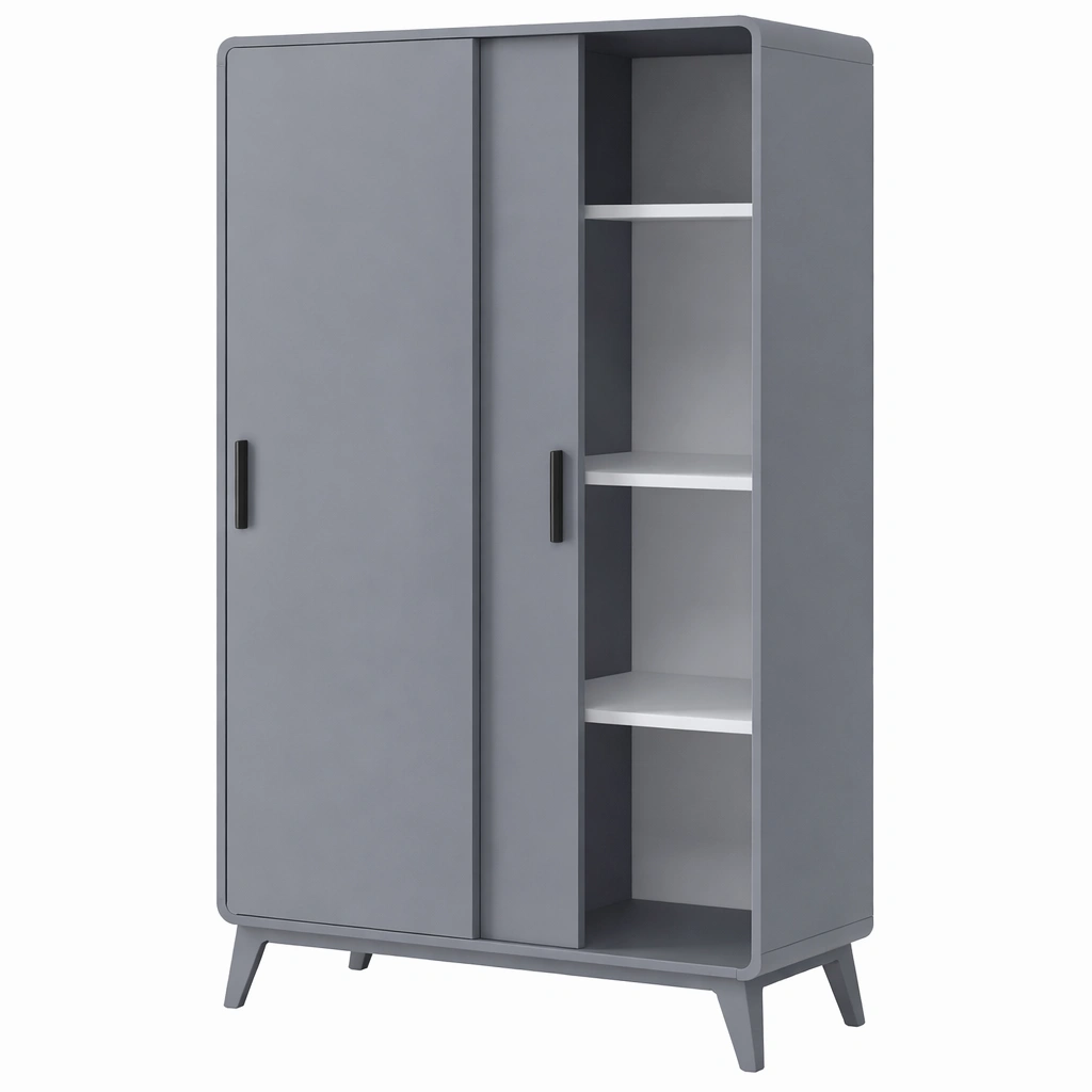 Armoire vetements moderne deux portes etageres laterales-Rovtrix