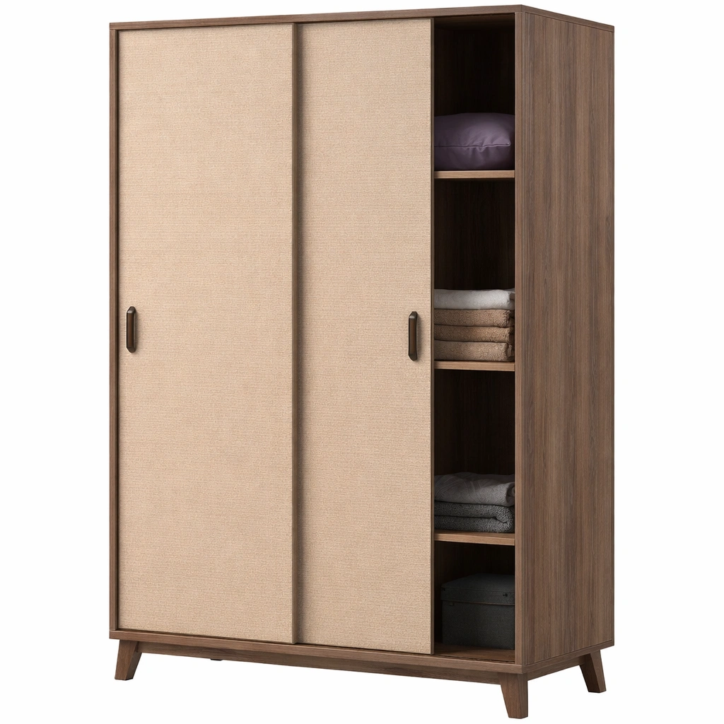 Armoire vetements bois portes coulissantes tissu design-Rovtrix