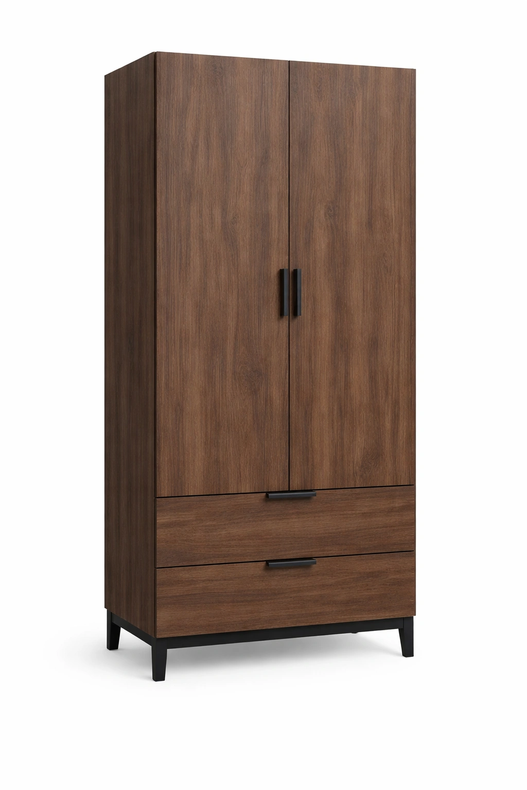 Armoire bois fonce 2 portes 2 tiroirs-Rovtrix