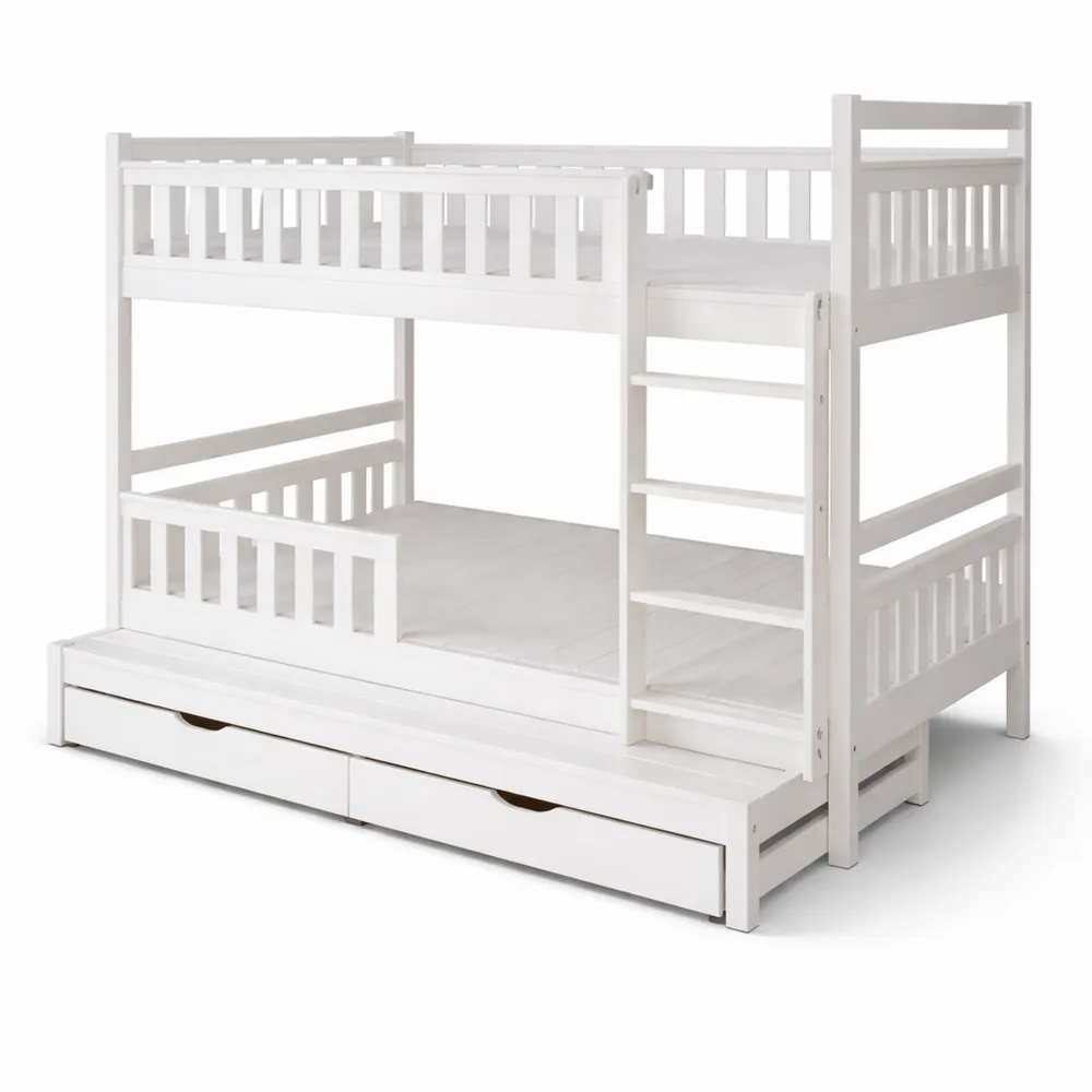 Letto a castello per bambini con letto estraibile e cassetti