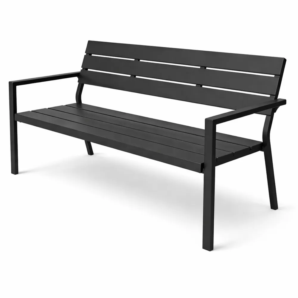 Panca da giardino in alluminio, comoda panchina da esterno a 2 posti, resistente alle intemperie, 128 x 59 x 88 cm - grigio scuro