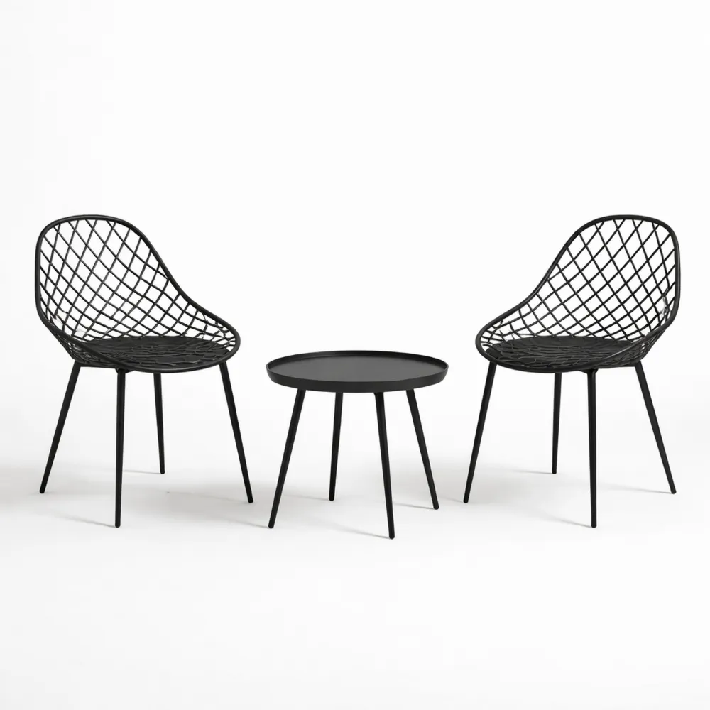 Set da Esterno con Tavolo e Sedie per Balcone e Giardino, Struttura in Metallo e Piastrelle Regolabili