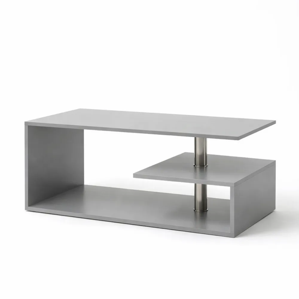 Tavolino da Salotto con 3 Piani di Appoggio, Design Moderno, 90 x 50 x 41 cm - Grigio Chiaro