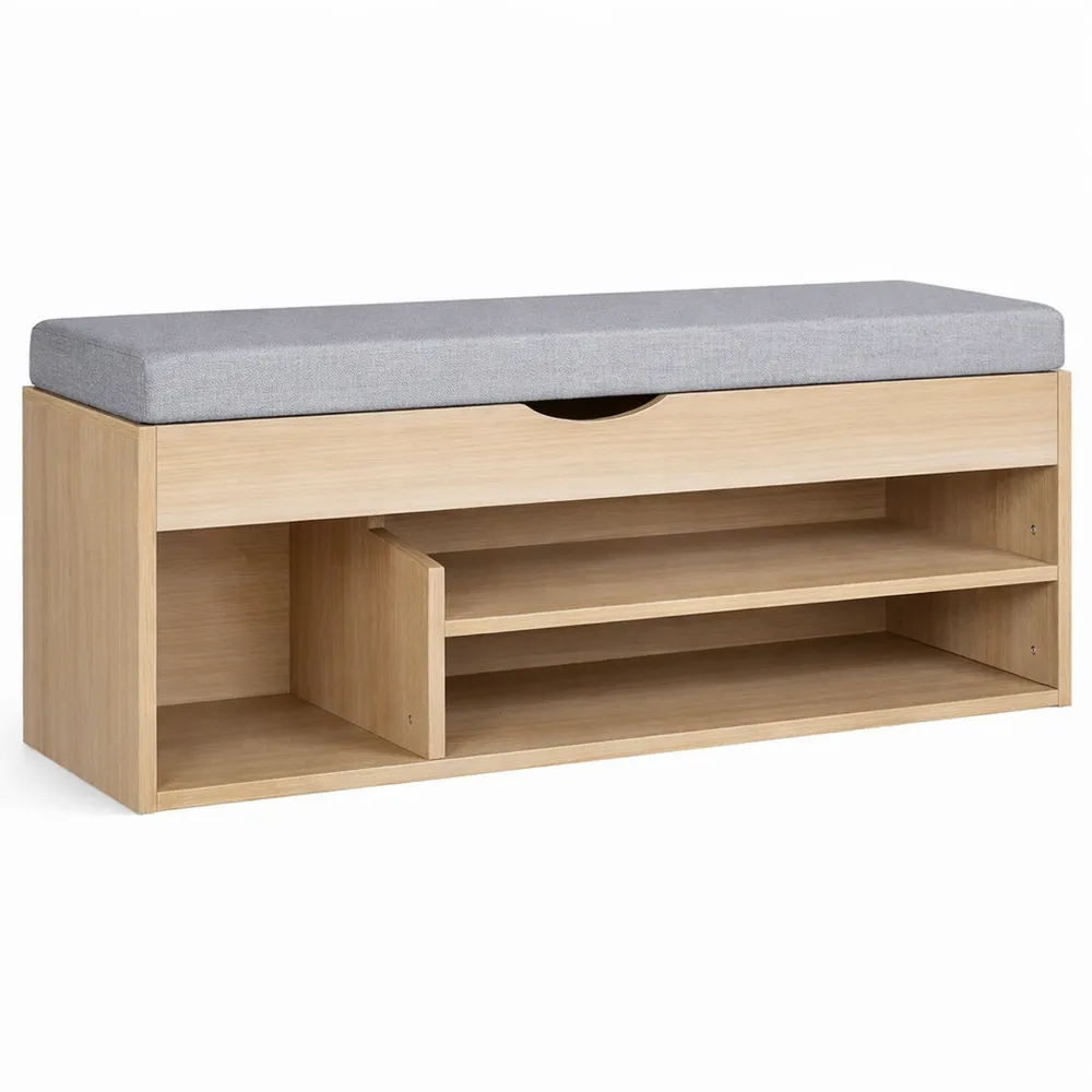 Scarpiera e Panca 2 in 1 con Seduta Imbottita e Comparto Nascosto, per Ingresso, 80 x 30 x 48cm