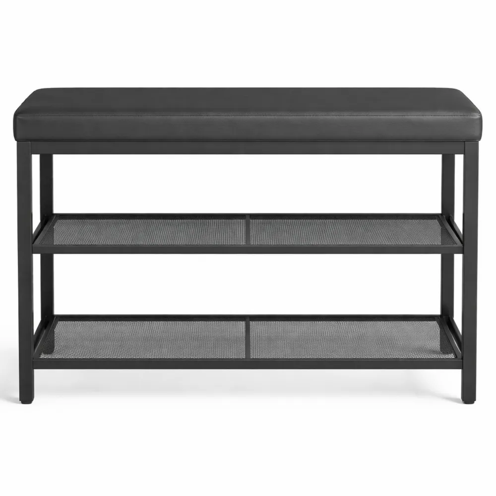 Scarpiera a 3 ripiani con cuscino e ripiano regolabile, stile industriale