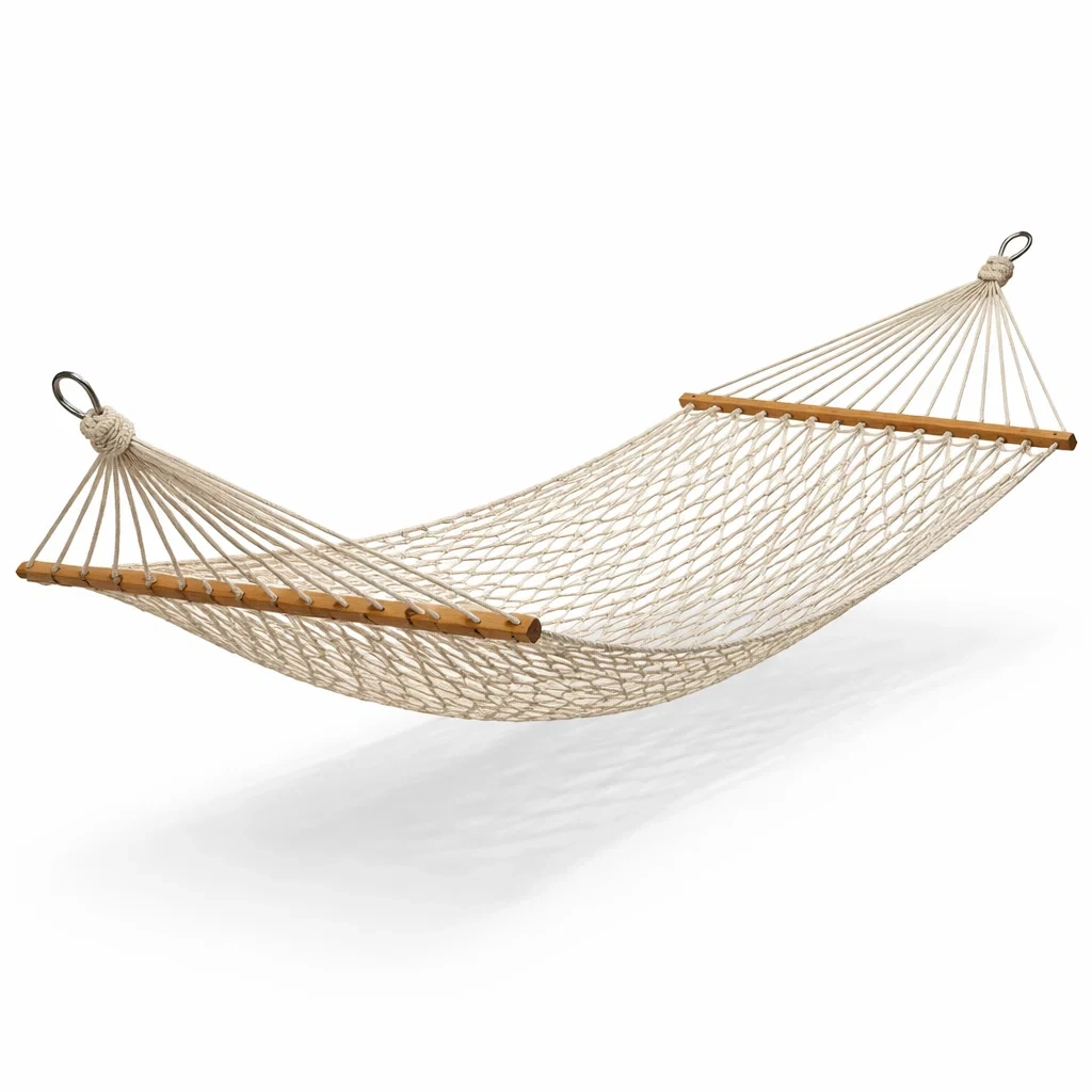 Hängematte baumwollseil mit holzstange beige 200x80 cm-nestgalleryco