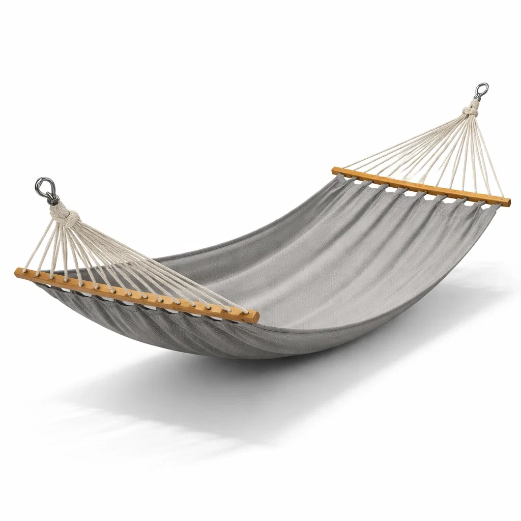 Hängematte polyester mit holz grau 200x150 cm-nestgalleryco