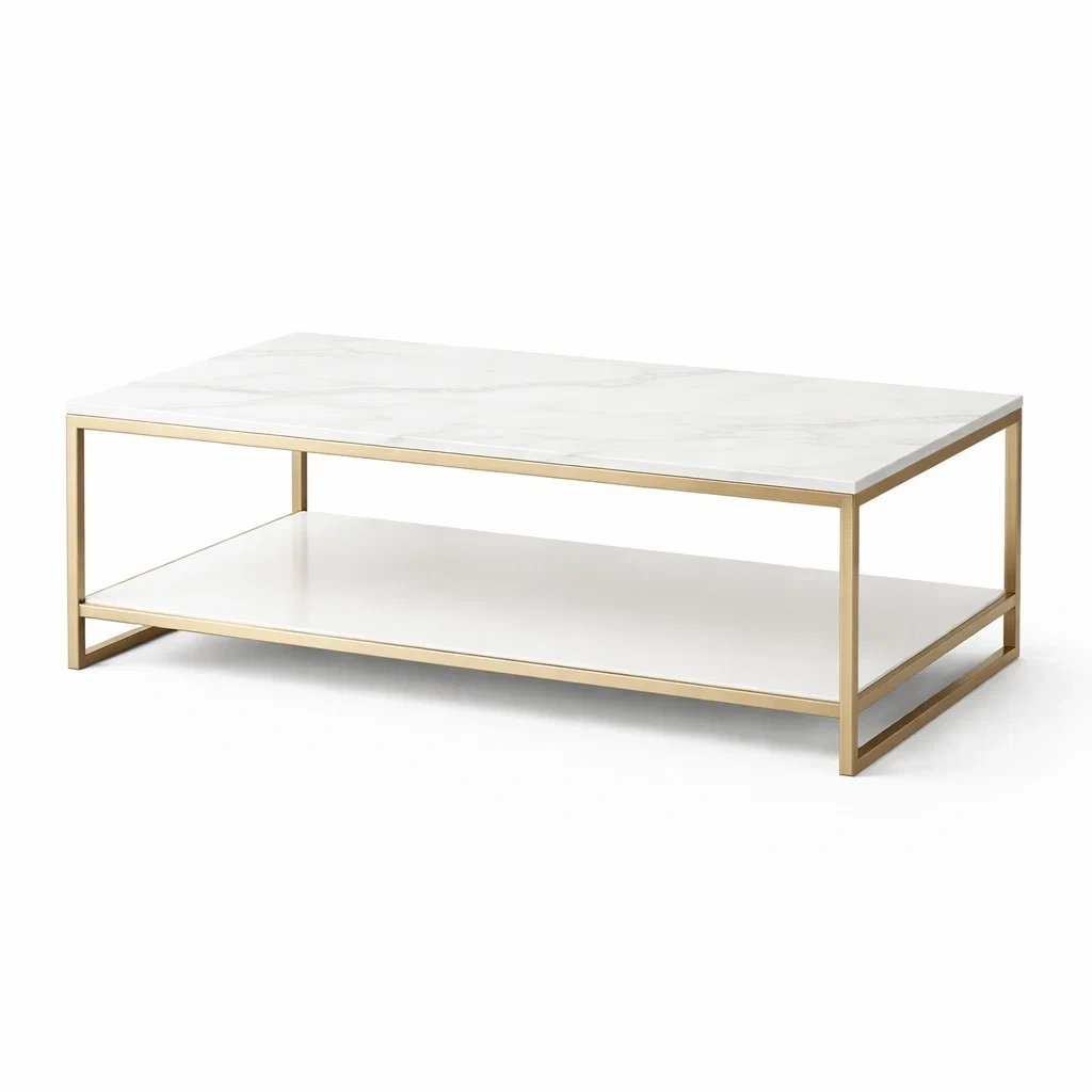 Couchtisch rechteckig aus mdf mit metallrahmen weiß gold 120x60x40 cm-nestgalleryco