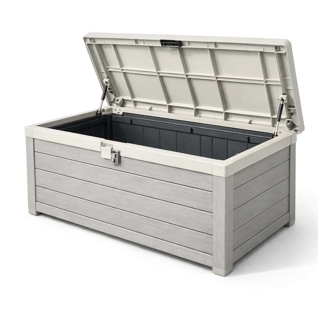 Gartenaufbewahrungsbox aus kunststoff grau 145x74x64 cm-nestgalleryco