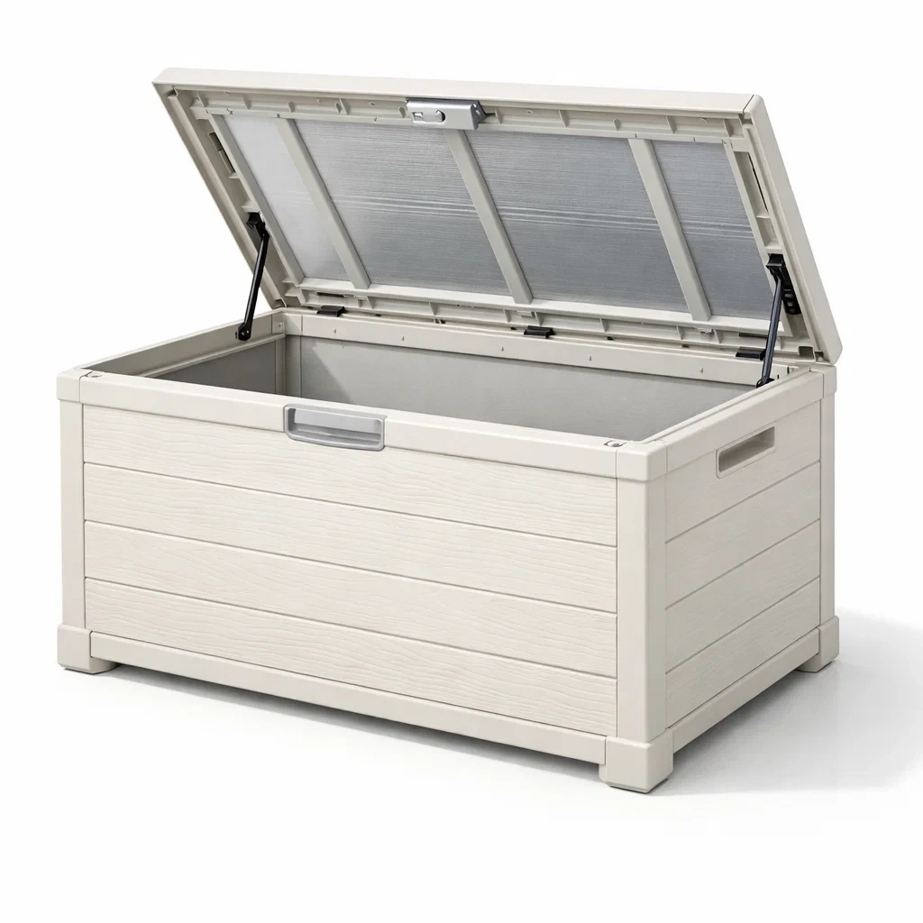 Gartenaufbewahrungsbox aus kunststoff beige 120x60x55 cm-nestgalleryco