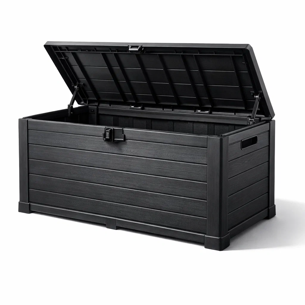 Gartenaufbewahrungsbox aus kunststoff schwarz-nestgalleryco