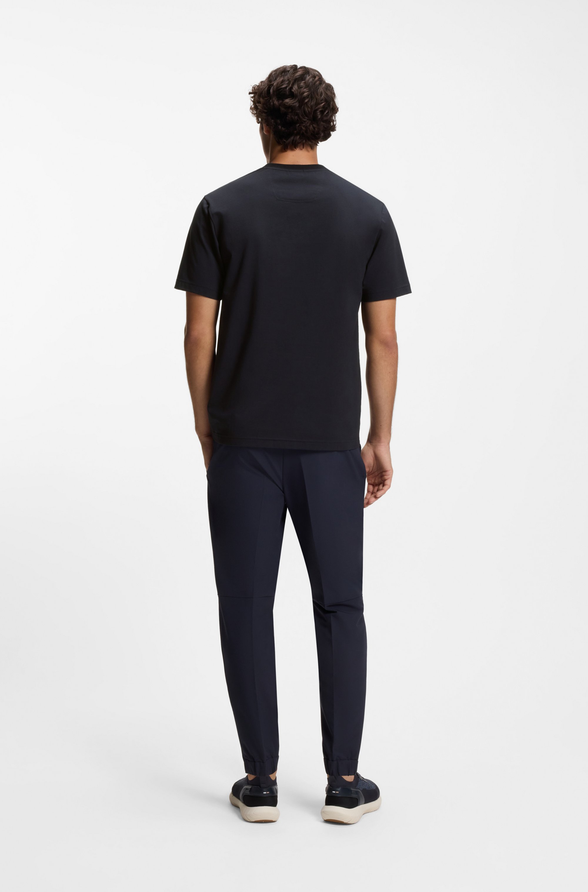 Tonal-logo T-shirt in stretch cotton