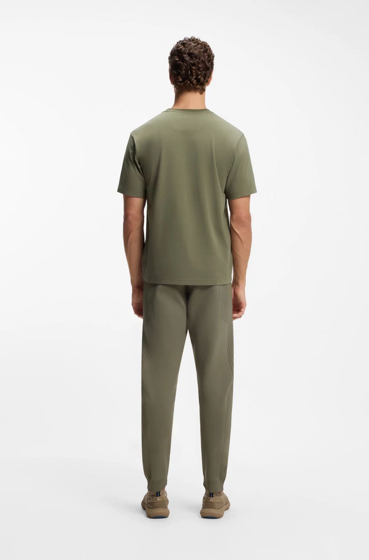 Tonal-logo T-shirt in stretch cotton