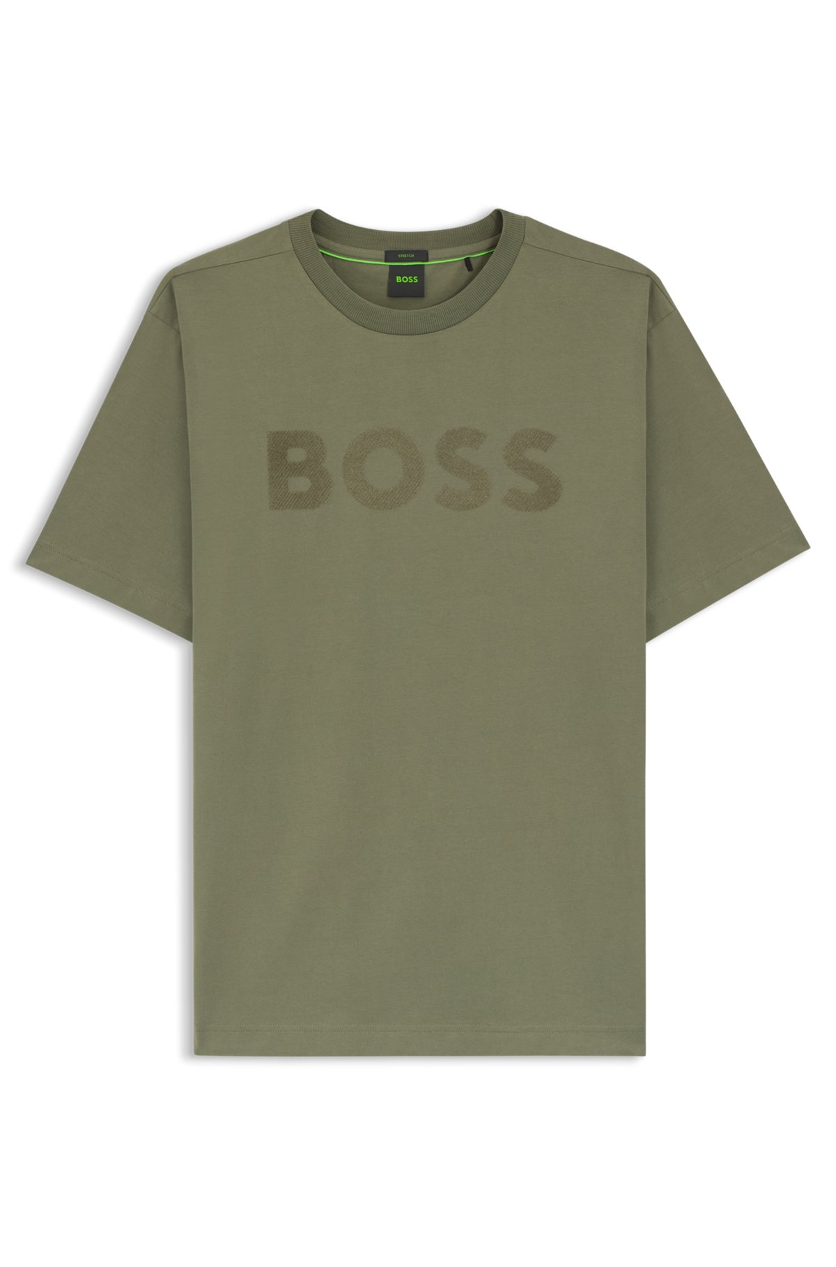 Tonal-logo T-shirt in stretch cotton