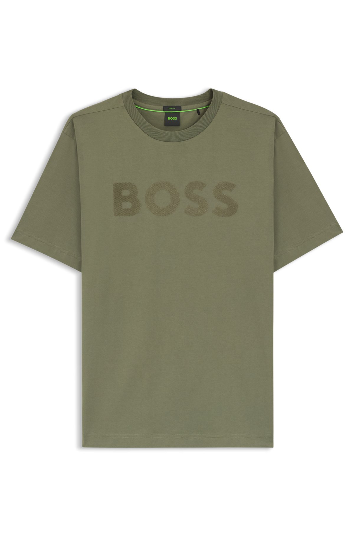 Tonal-logo T-shirt in stretch cotton