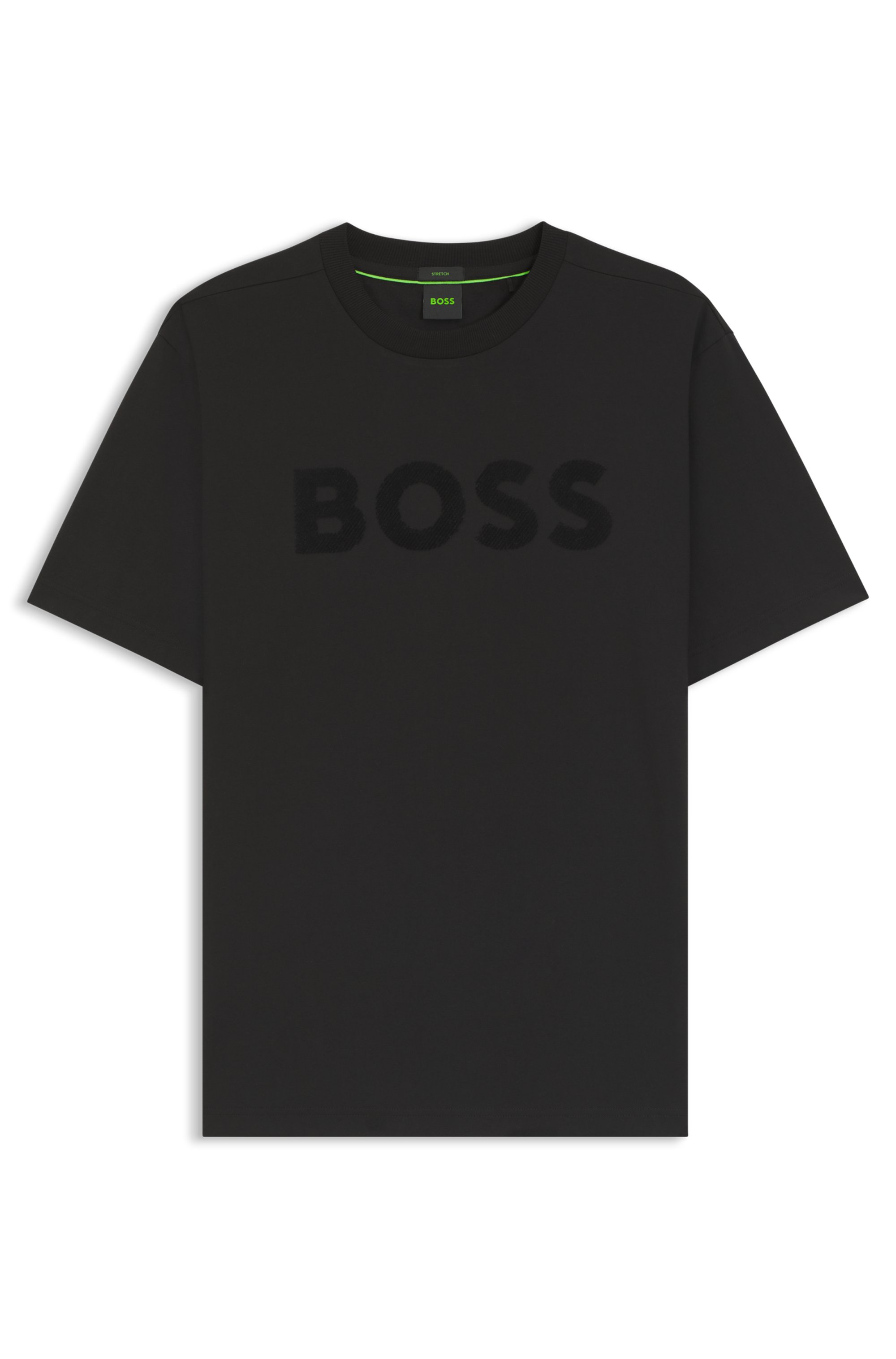 Tonal-logo T-shirt in stretch cotton