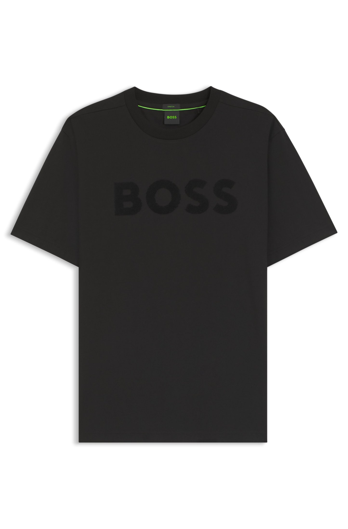 Tonal-logo T-shirt in stretch cotton