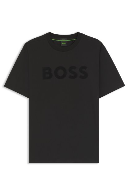Tonal-logo T-shirt in stretch cotton