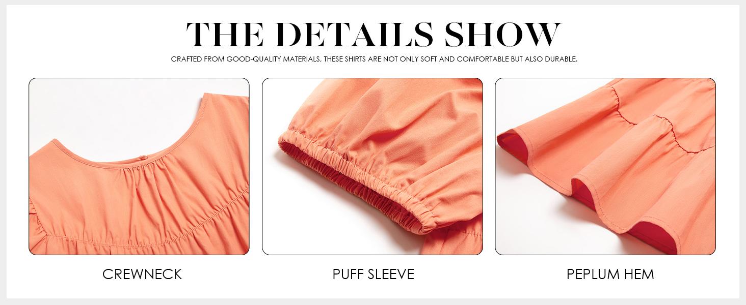 Tankaneo Womens Puff Sleeve Peplum Babydoll Tops Summer Smoked Pleated Cotton T-Shirts Casual Loose Fit Flowy Blouse Tankaneo Womens Puff Sleeve Peplum Babydoll Tops Summer Smoked Pleated Cotton T-Shirts Casual Loose Fit Flowy Blouse