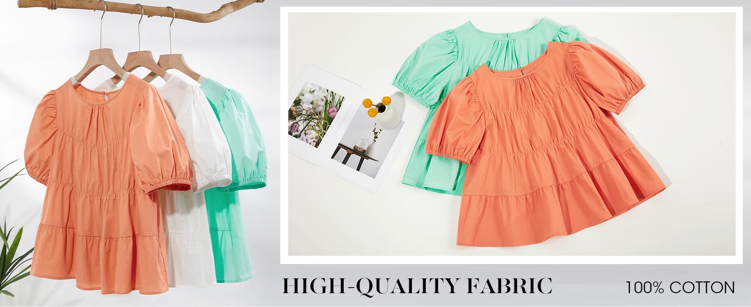 Tankaneo Womens Puff Sleeve Peplum Babydoll Tops Summer Smoked Pleated Cotton T-Shirts Casual Loose Fit Flowy Blouse Tankaneo Womens Puff Sleeve Peplum Babydoll Tops Summer Smoked Pleated Cotton T-Shirts Casual Loose Fit Flowy Blouse